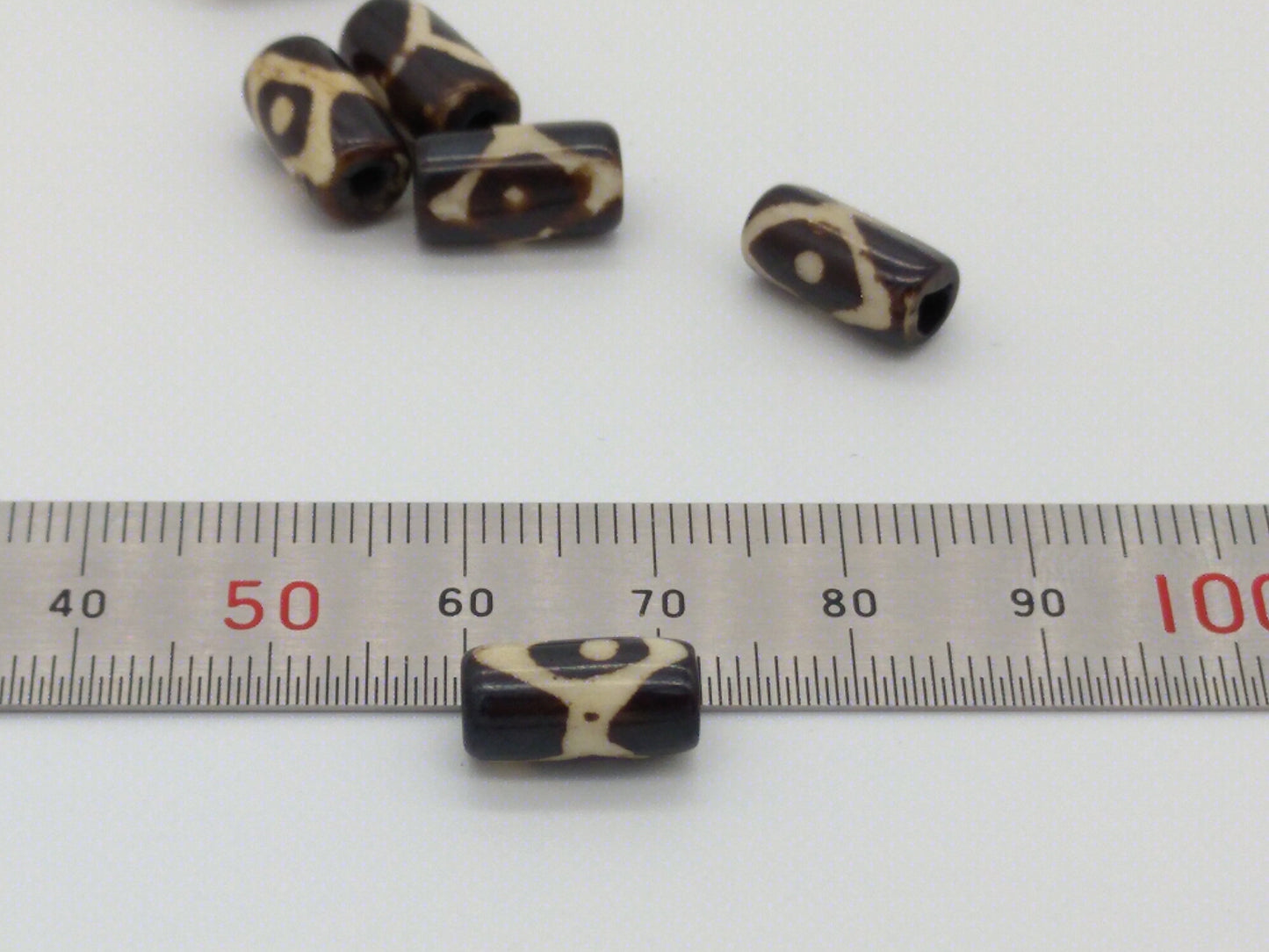 Buffalo Bone Beads, 1/2" long, hand crafted, black coffee and cream in color for necklaces, bracelets, earrings, Armbands, Chokers, Regalia, Macramé