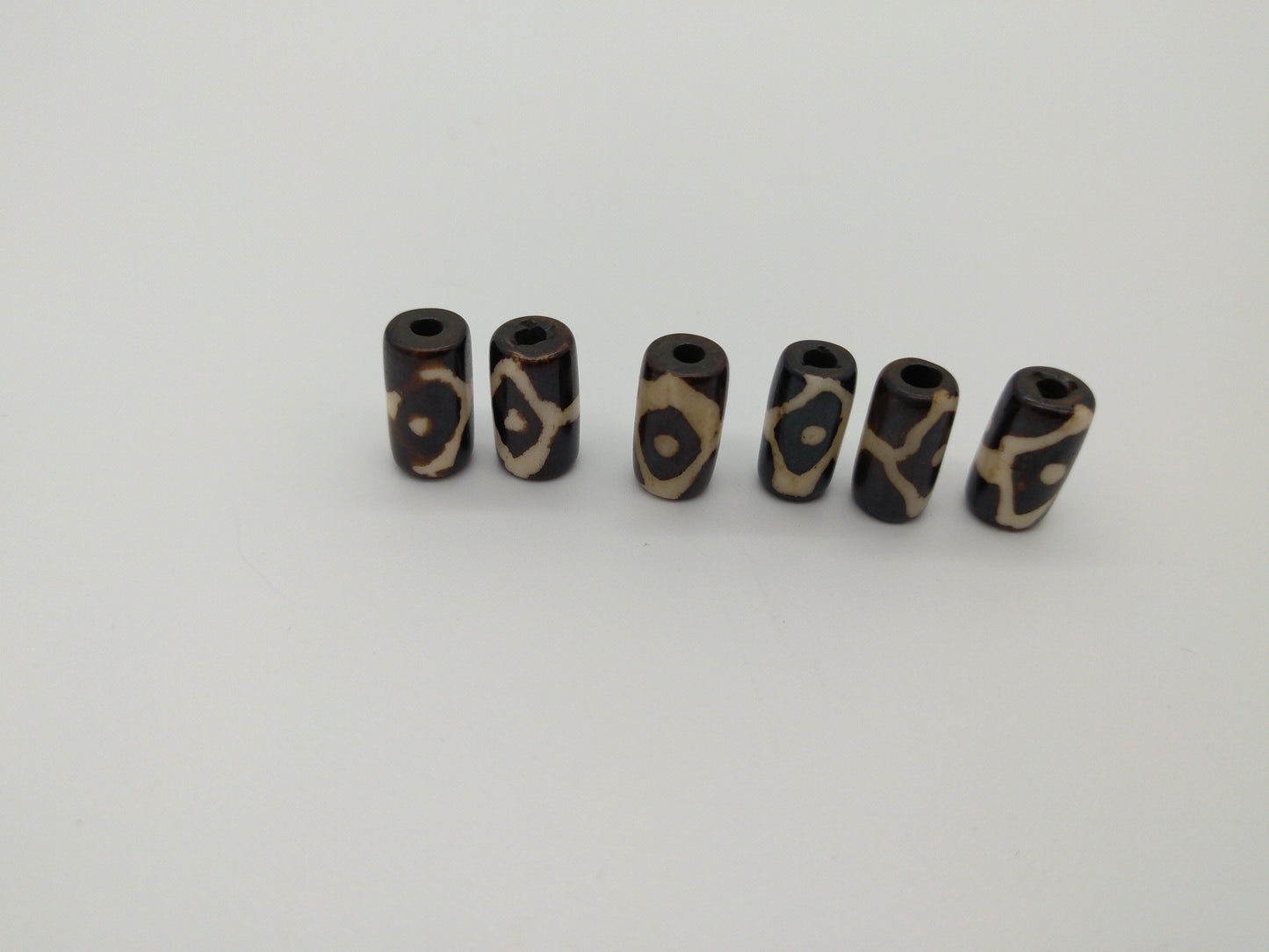 Buffalo Bone Beads, 1/2" long, hand crafted, black coffee and cream in color for necklaces, bracelets, earrings, Armbands, Chokers, Regalia, Macramé