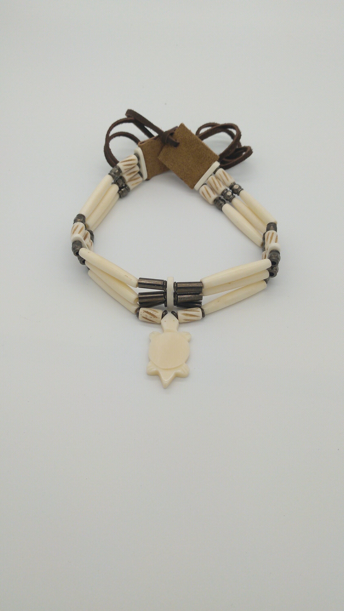 Turtle, Bear, or Wolf Cow Bone Choker, Hand crafted Bone Beads Indigenous Made