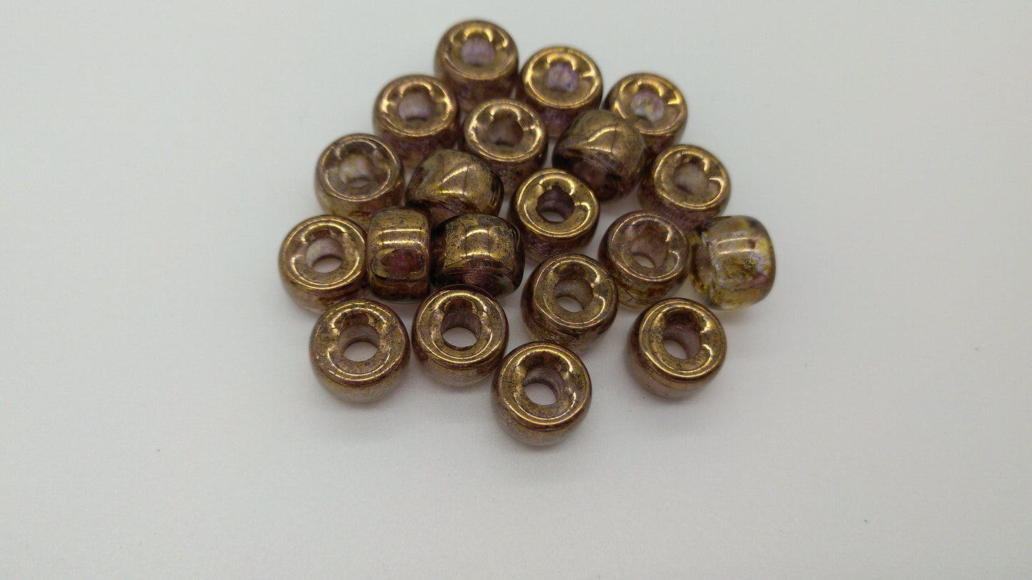 Glass Czech Crow Pony Beads 9mm 20 pcs. assorted colors for Necklaces, Bracelets, Earrings, Regalia, Indigenous Supplies