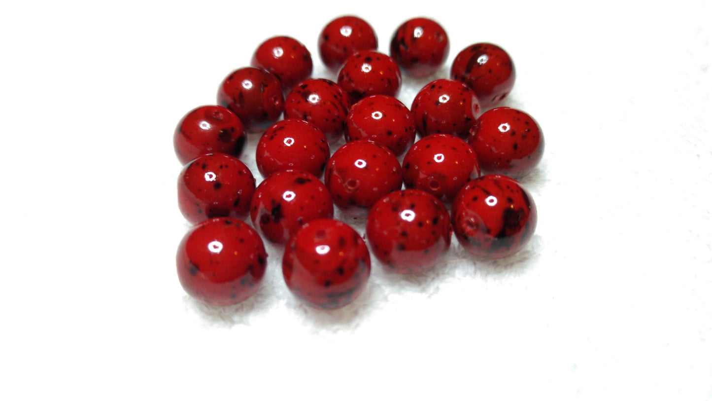 Garnet Opaque Luster 8 mm Czech Glass Bead 20/pack. Black speckled unique Bead. Uniform. For Necklaces, Chokers, Earrings, Bracelets